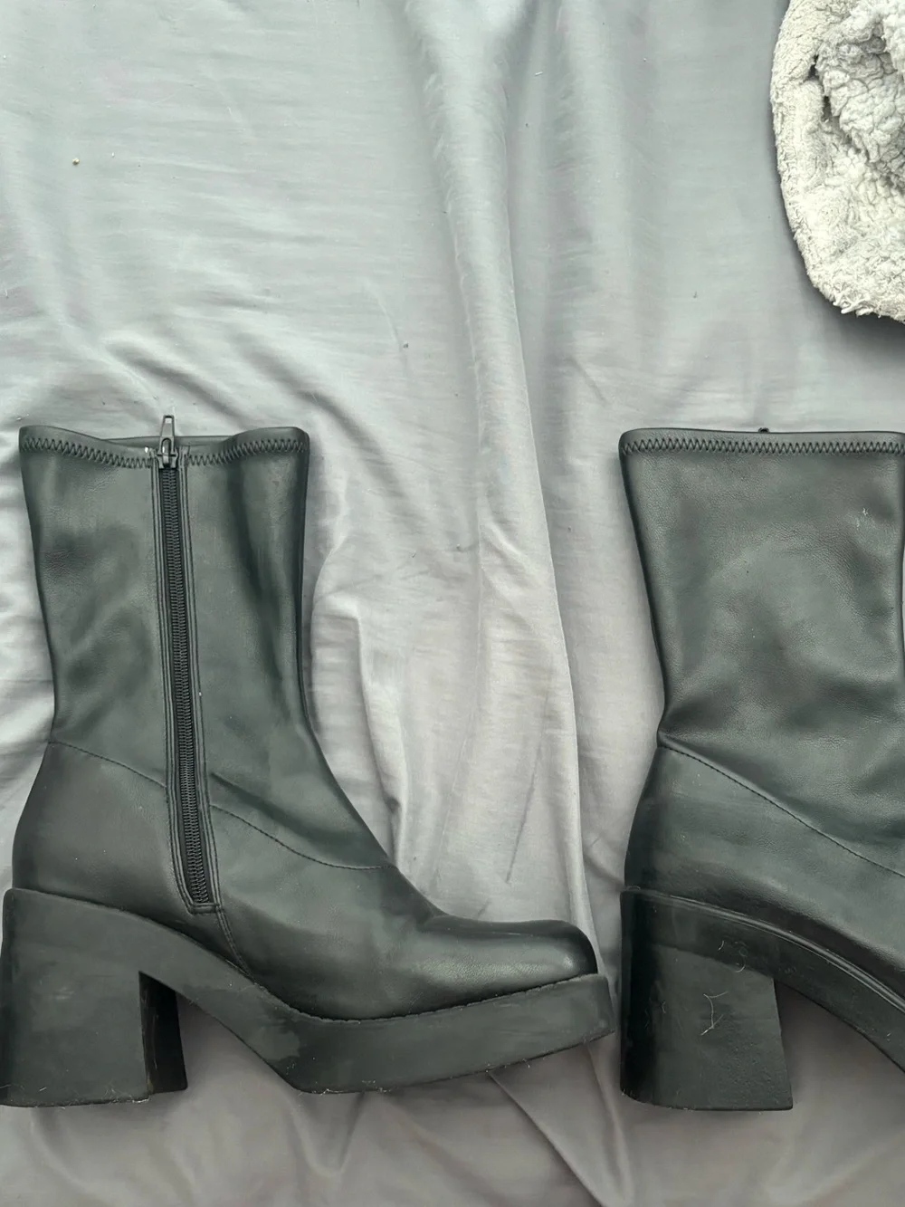 Steve Madden Black Platform Mid-Calf Block Heel Boots